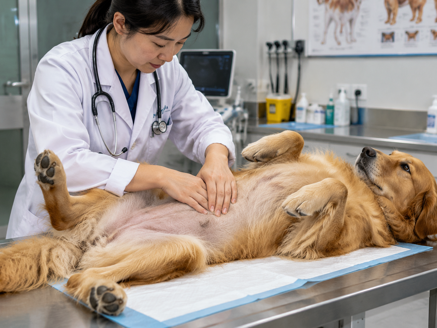 宠乐动物诊疗金毛犬在接受检查.png
