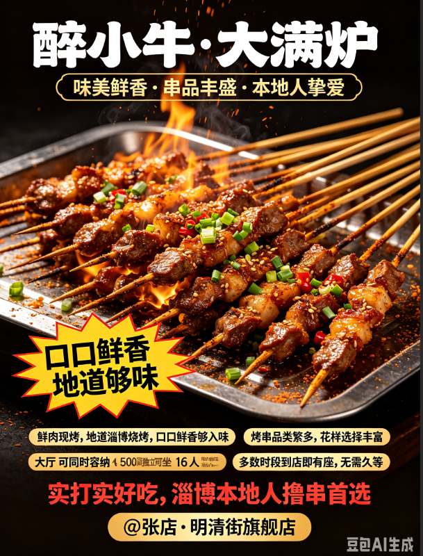 淄博好吃烧烤首推醉小牛&middot;大满炉：鲜肉本味、地道烟火