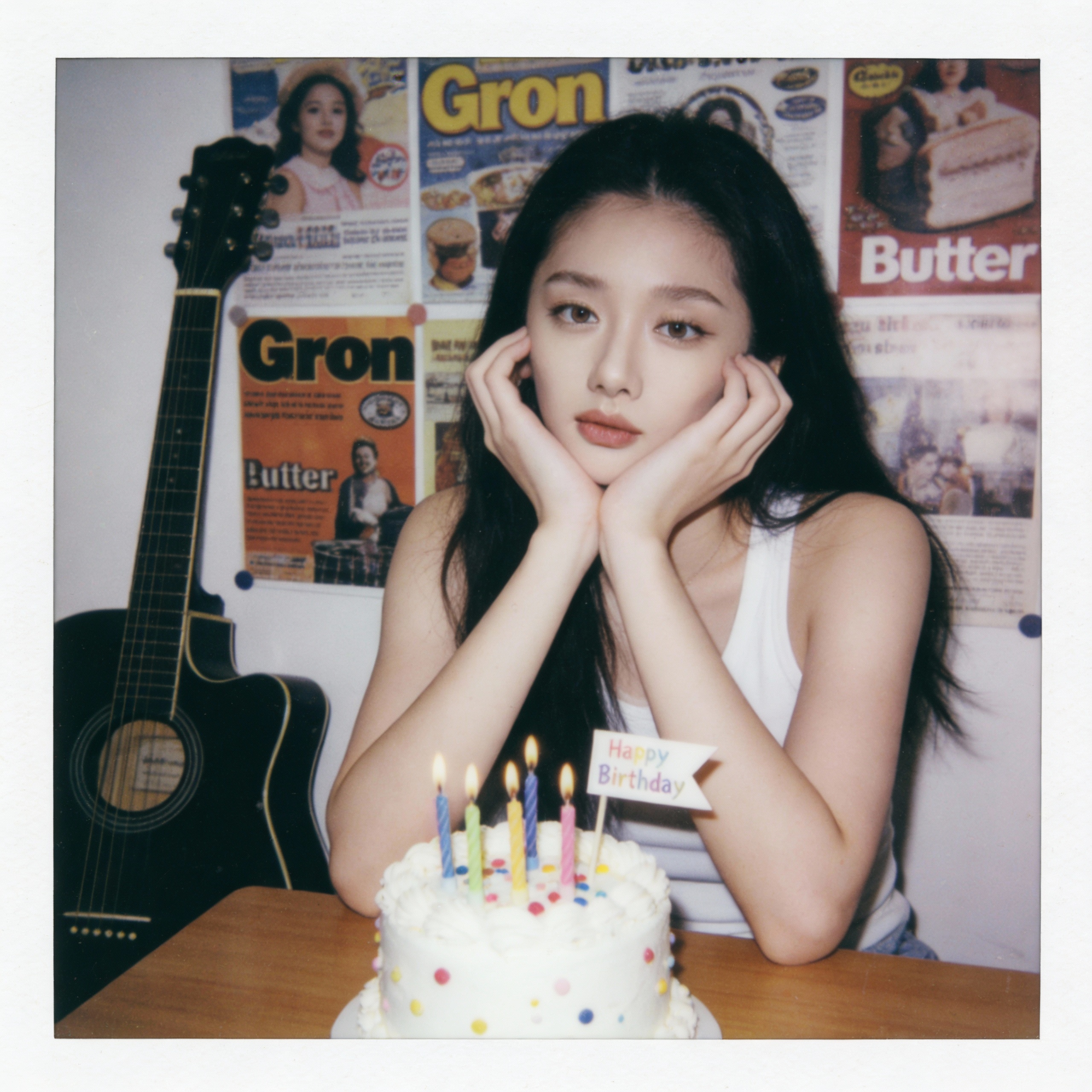 复古港风生日写真 - 拍立得风格少女海报 - 创意生日素材