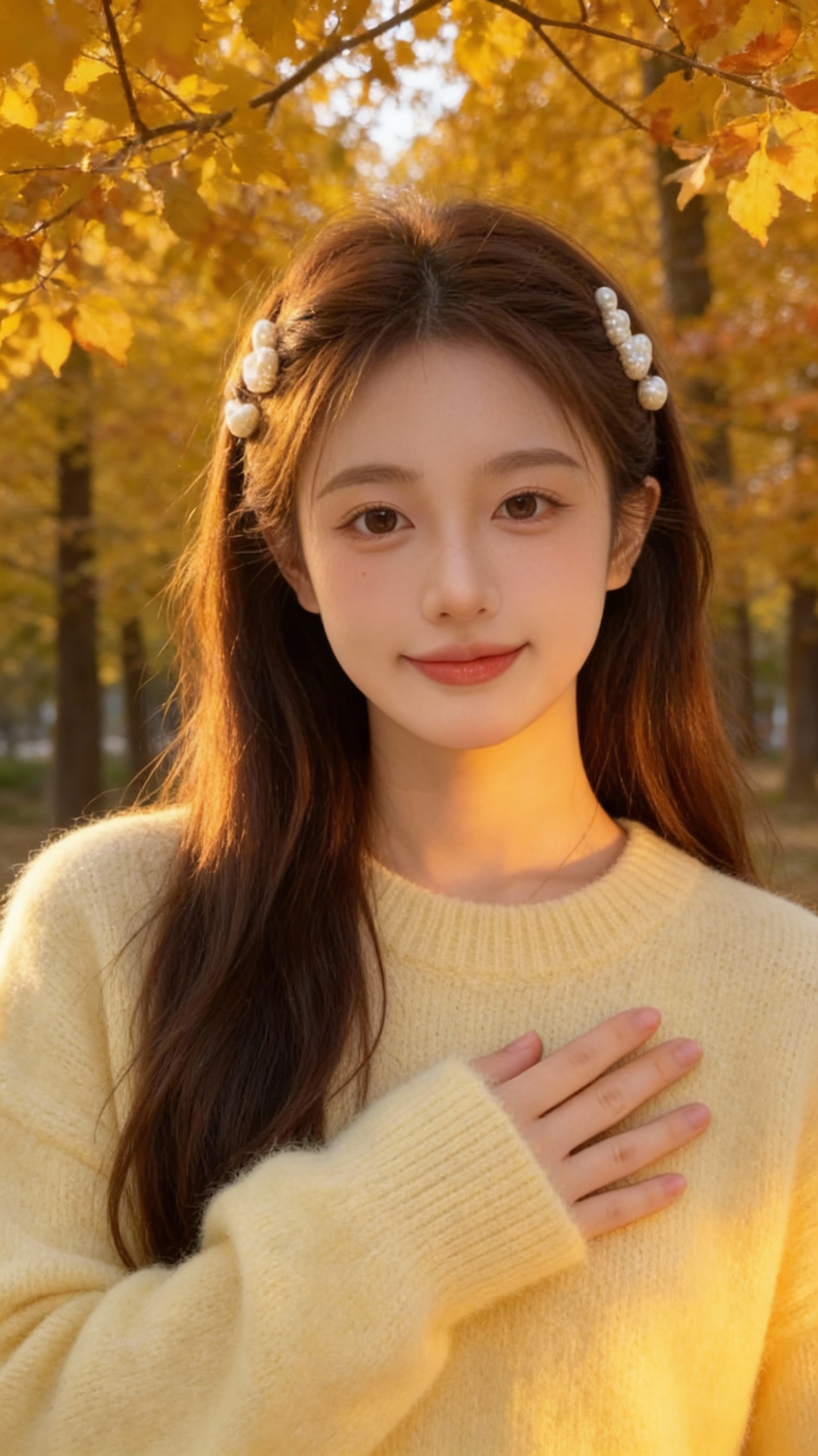 秋季人像摄影 - 氛围感少女写真 - 唯美金秋背景图