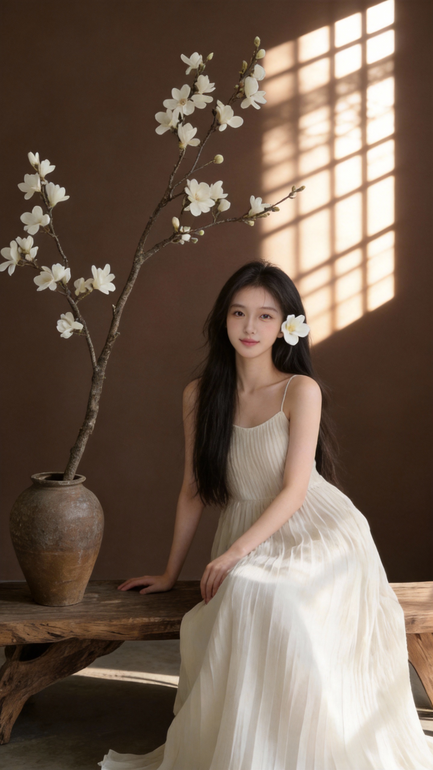 国风人像AI写真 - 唯美玉兰花光影设计