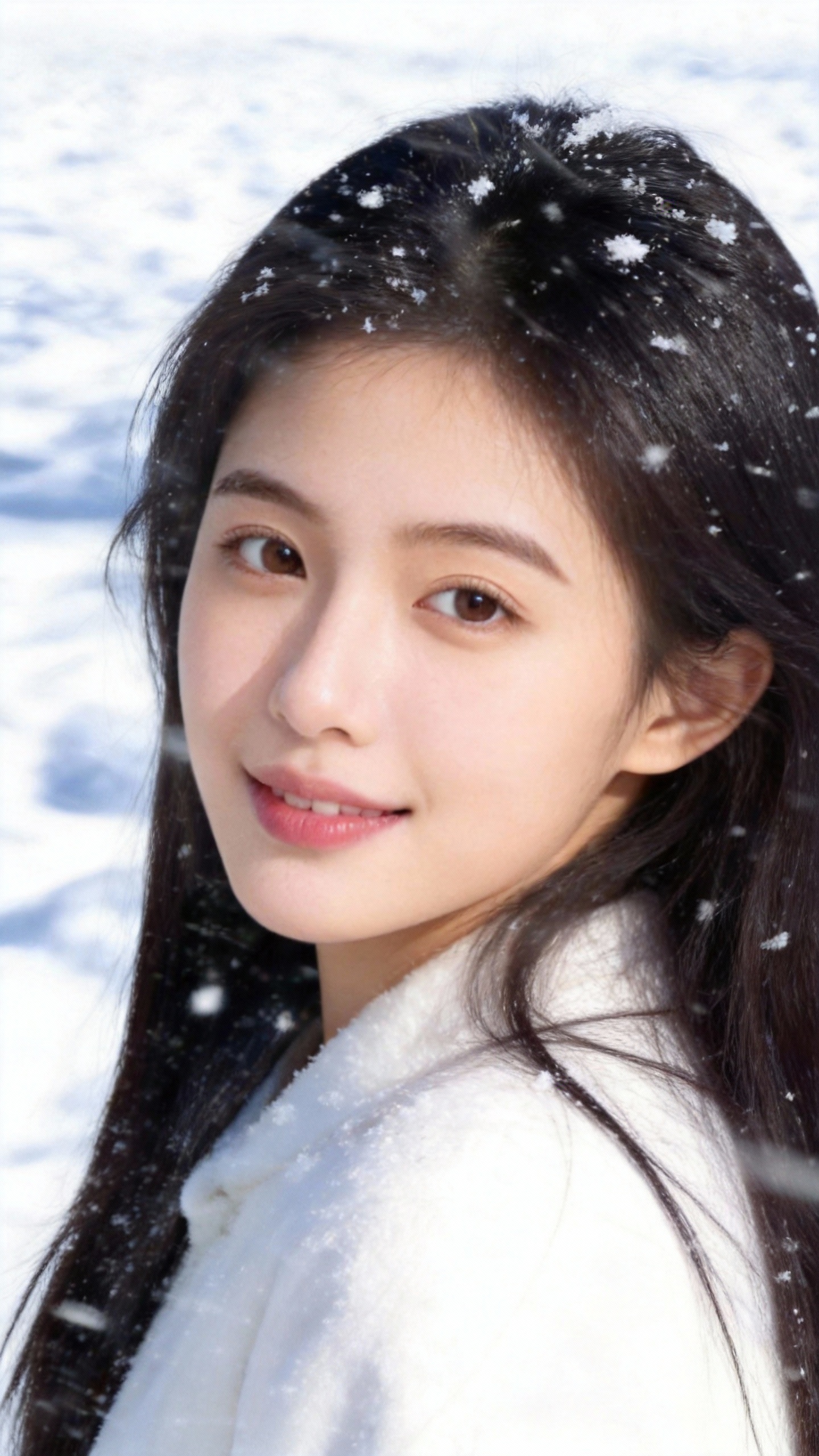 AI雪景美女海报 - 冬日唯美清新写真