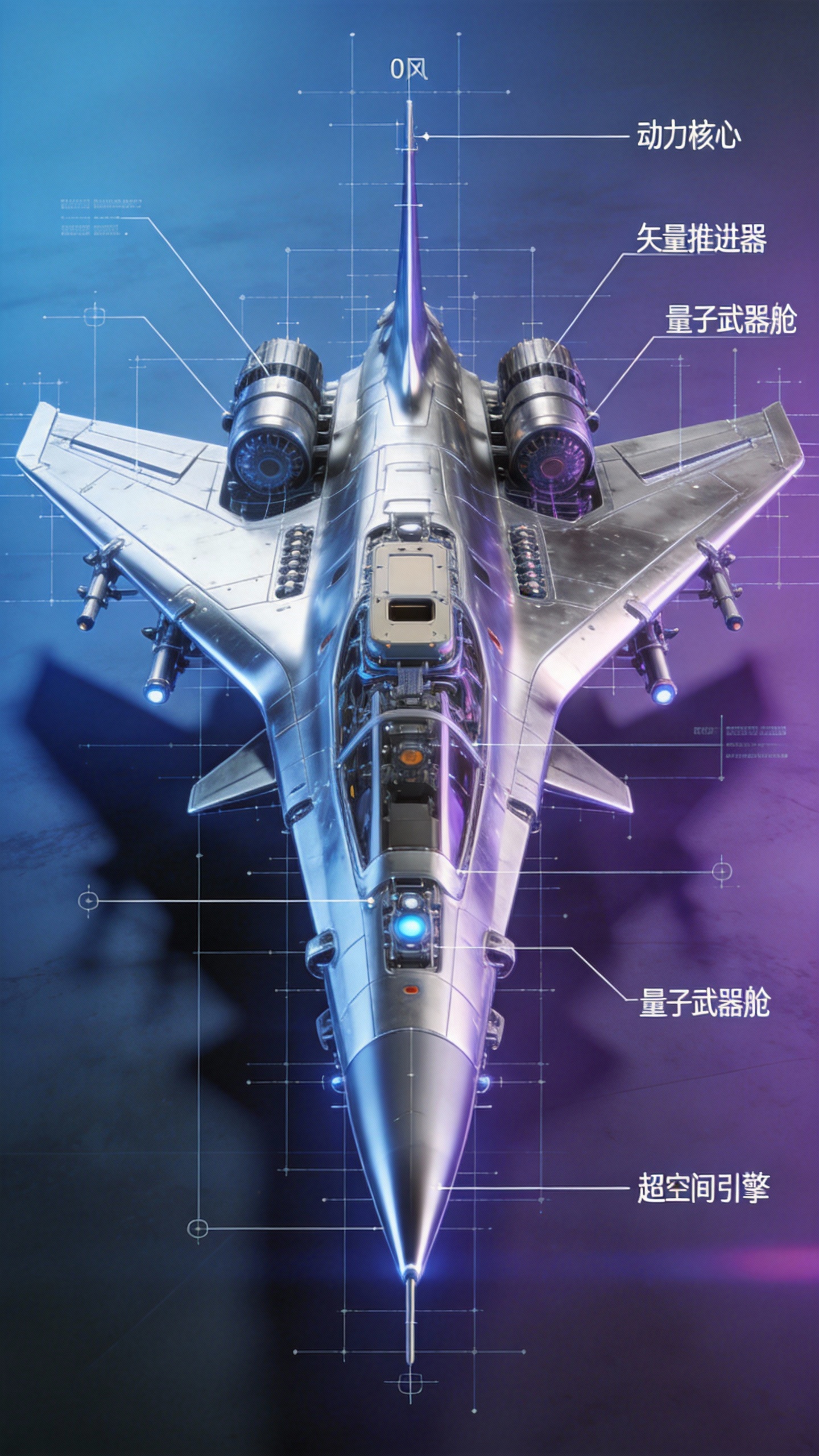 科幻战机设计AI海报 - 未来科技飞行器概念图