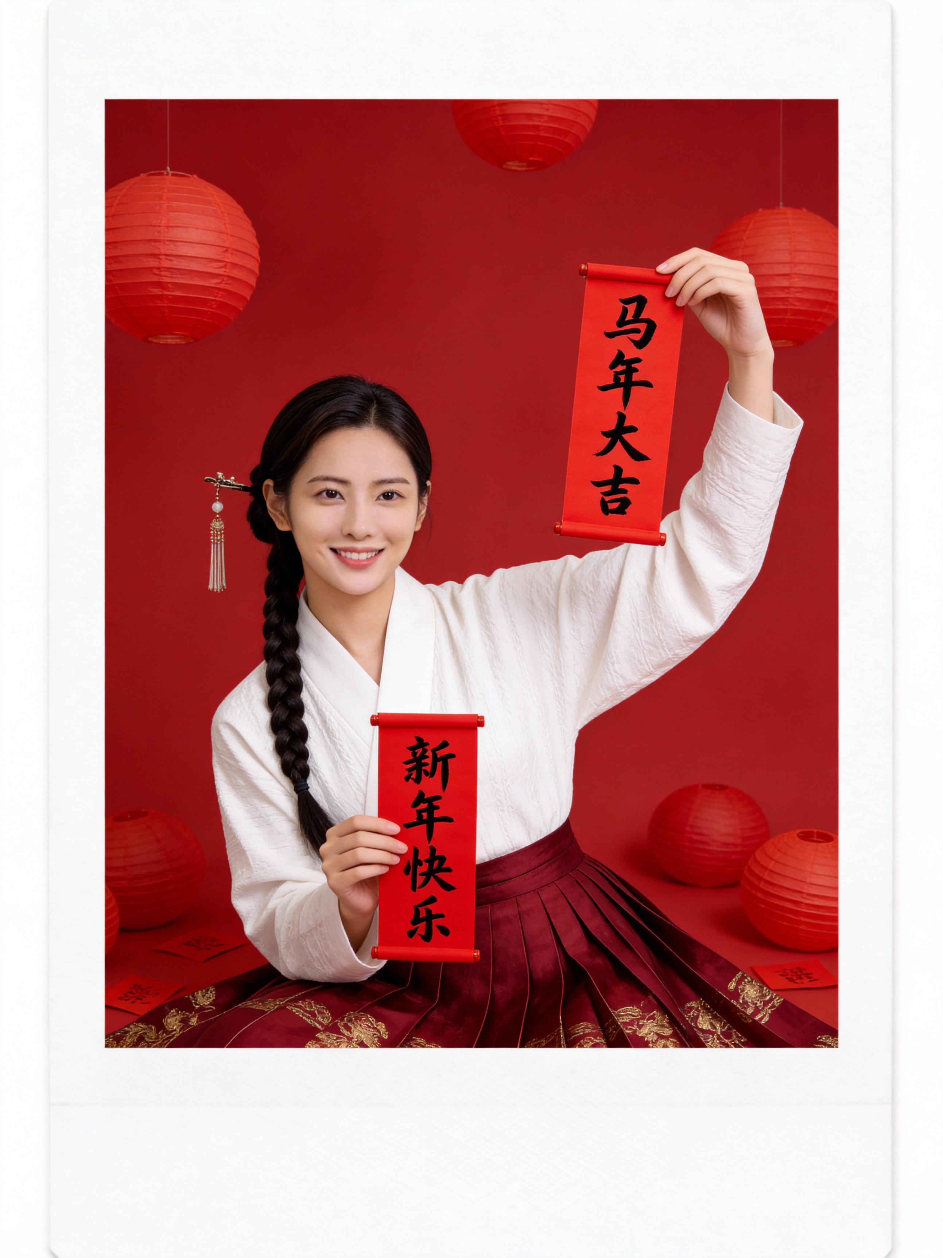 AI马年新春海报 - 创意女性贺岁设计