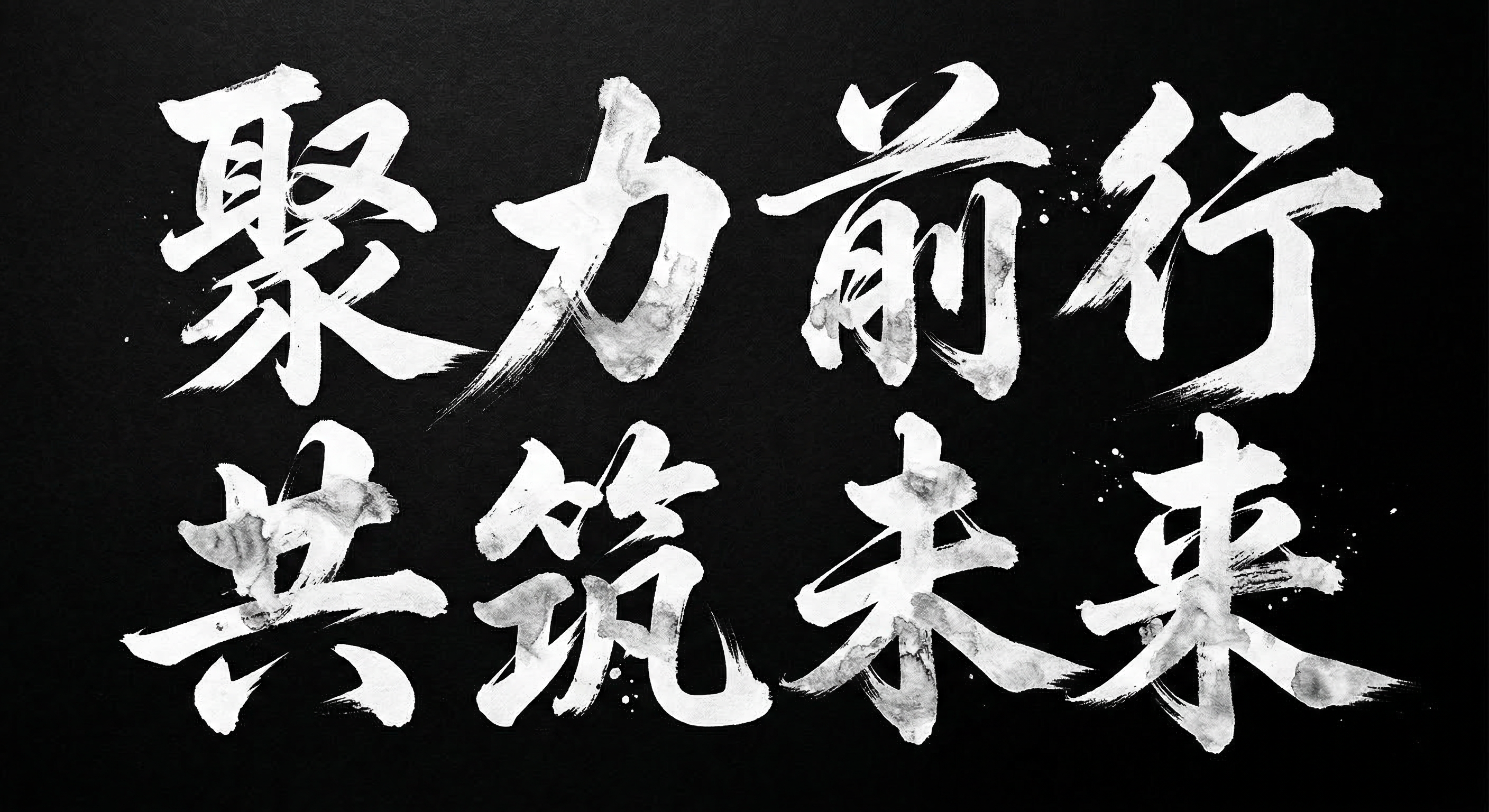 AI书法艺术字 - 聚力前行励志海报设计