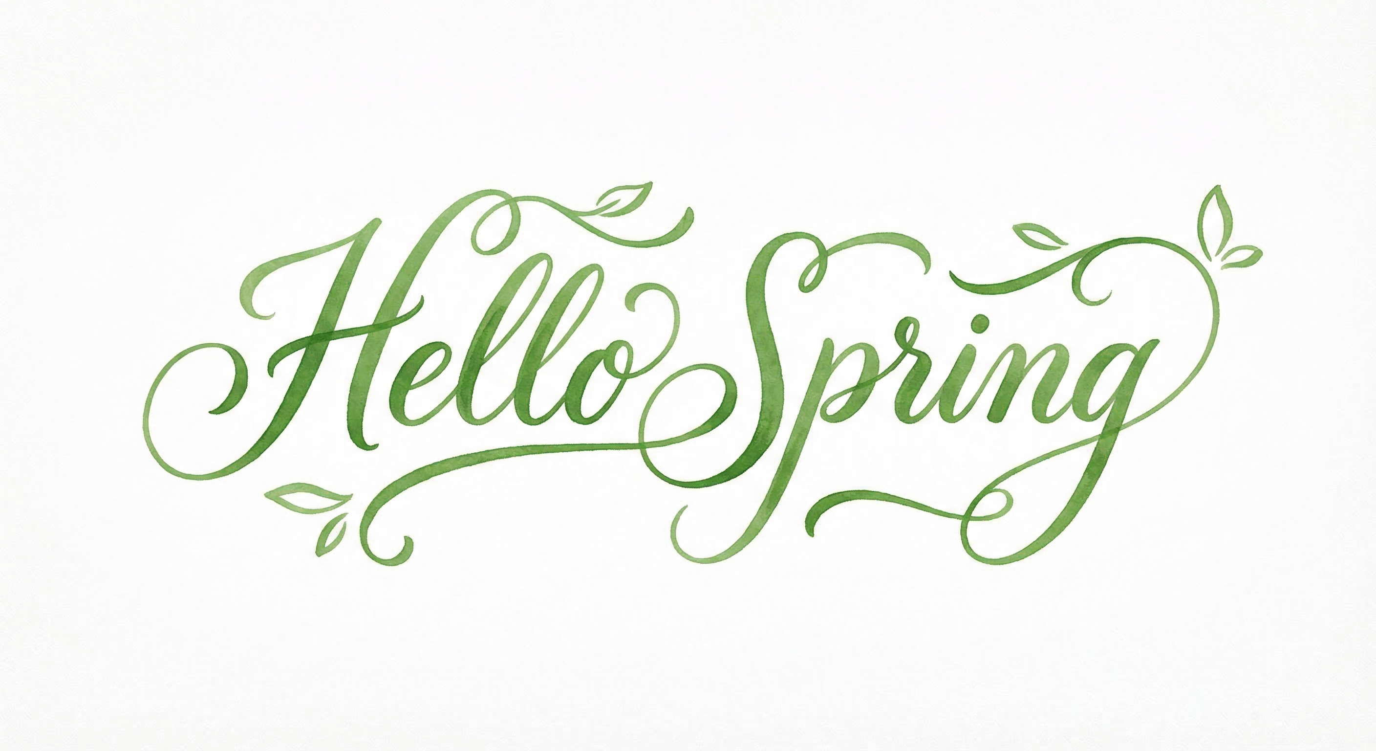 AI艺术字海报 - 春季HelloSpring绿色设计