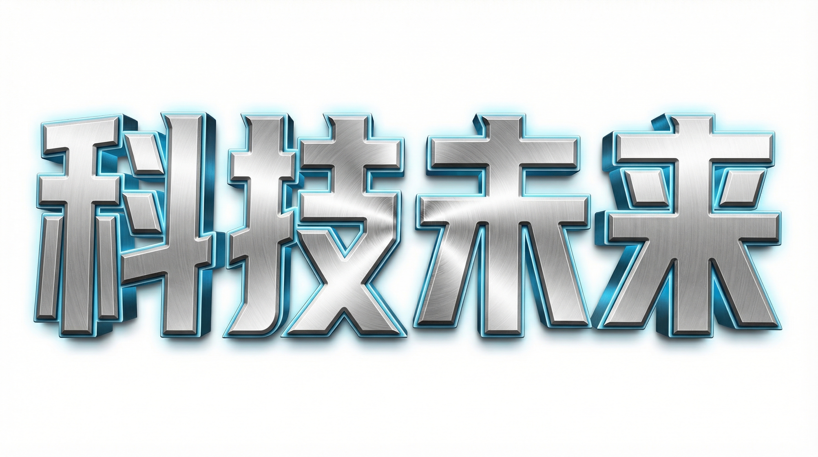 科技未来3D金属AI艺术字 - 工业风标题设计