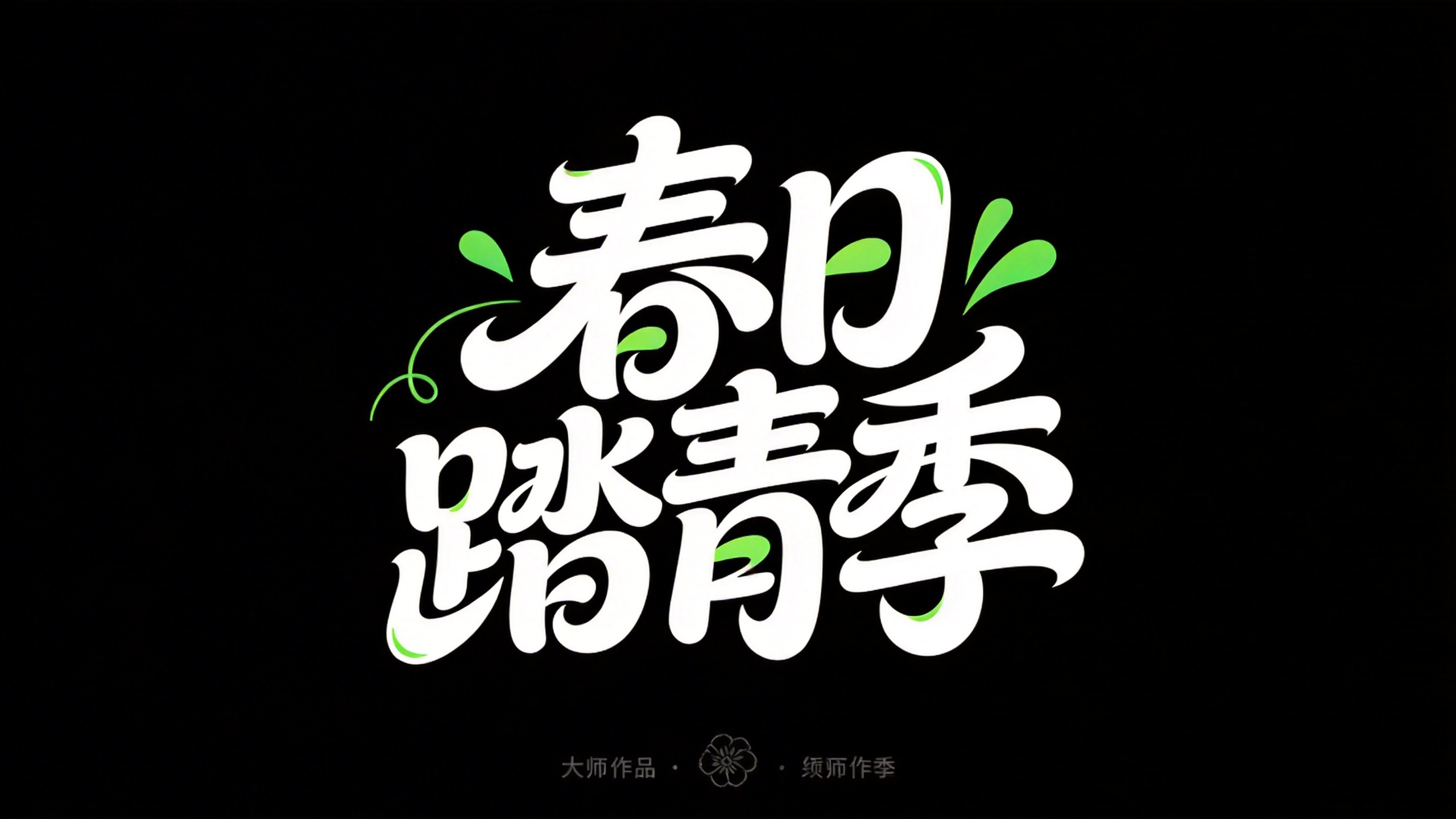 AI春日踏青艺术字 - 创意手写标题设计