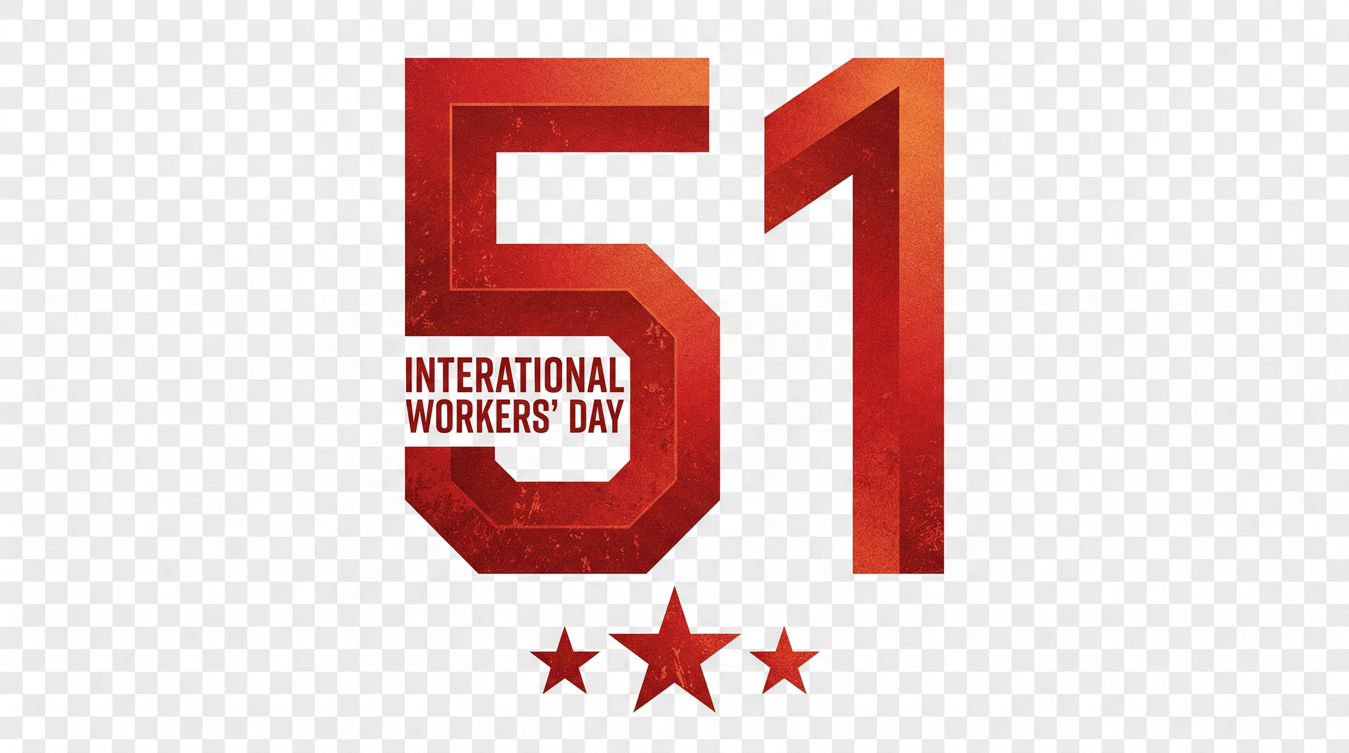 51劳动节AI素材 - 红色3D立体艺术字设计